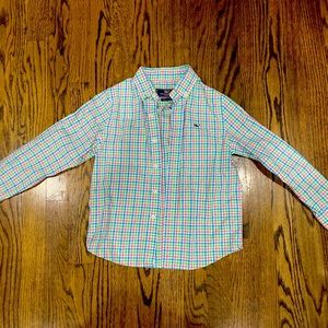 Boys Size 6 Vineyard Vines Button Down, pink, blue, white, worn 1-2x